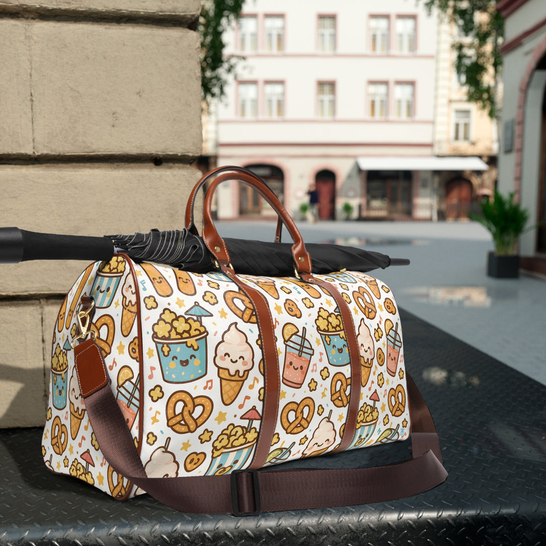 Sweet Snacks Themed Waterproof Travel Bag